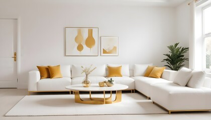 white and gold theme modern interior