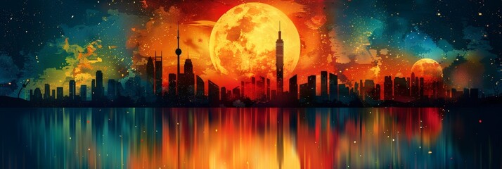 Obraz premium Abstract background illustration in the style of the 70s