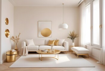 white and gold theme modern interior