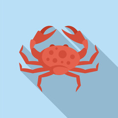 Illustration of a red crab with big claws, depicting seafood, marine life, or the zodiac sign cancer