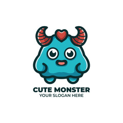 Cute Monster Logo Vector Design