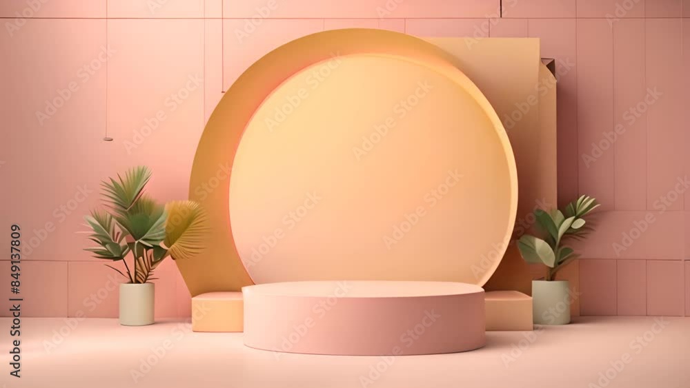 Poster pink and yellow product display background generative ai
