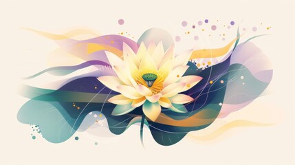 Obraz premium A digital illustration featuring a lotus flower