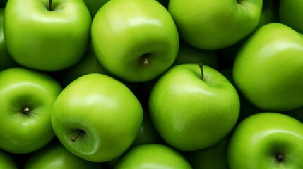 Green apples as background, closeup. Healthy eating and dieting concept
