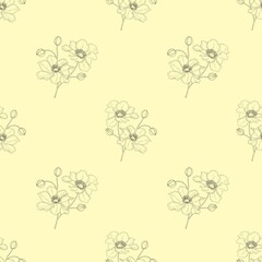Seamless floral pattern with magnolies in watercolor style. Hand drawn watercolor illustration, pattern on color background. For card, packing, clothes and other DIY.