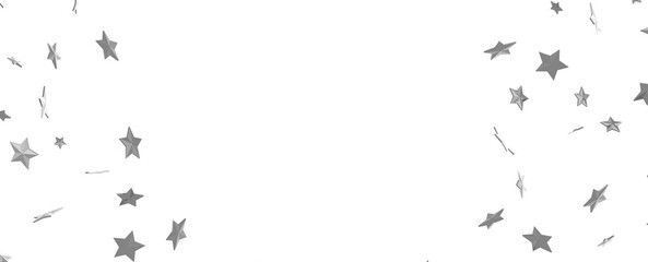 Silver stars confetti rain festive holiday background. background silver paper foil stars