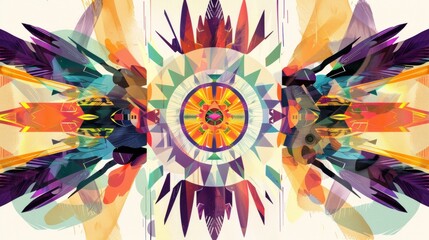 A digital illustration featuring a Native American medicine wheel