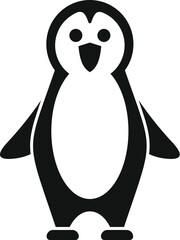 Cartoon penguin standing with a happy expression on its face