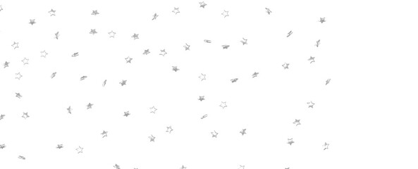 Silver stars confetti rain festive holiday background. background silver paper foil stars