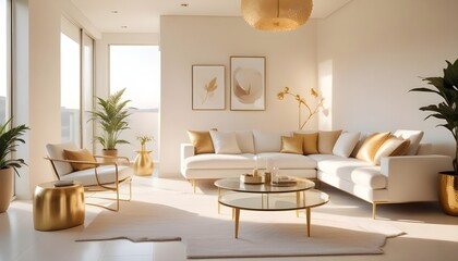 Fototapeta premium white and gold theme modern interior