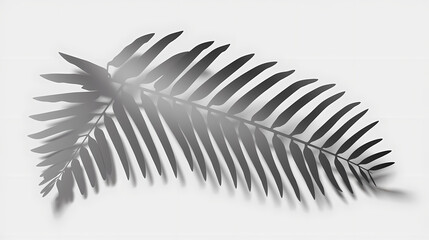 Realistic transparent shadow from a leaf of a palm tree on the white background. Tropical leaves shadow. Mockup with palm leaves shadow.