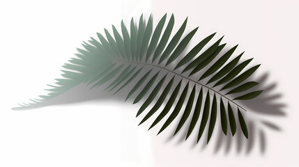 Naklejka premium Realistic transparent shadow from a leaf of a palm tree on the white background. Tropical leaves shadow. Mockup with palm leaves shadow.