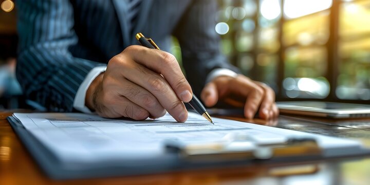 Businessman checking off items on a checklist to enhance business performance. Concept Business Performance, Checklist, Enhancing Operation, Strategic Planning, Task Completion