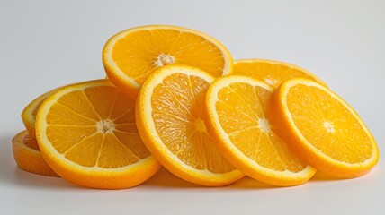 Fototapeta premium Juicy Orange Slices on White Background