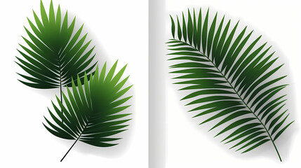 Realistic transparent shadow from a leaf of a palm tree on the white background. Tropical leaves shadow. Mockup with palm leaves shadow.