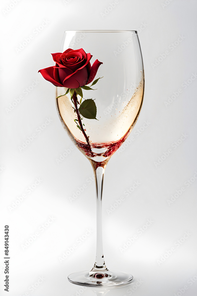 Wall mural champagne red wine glass goblet on background