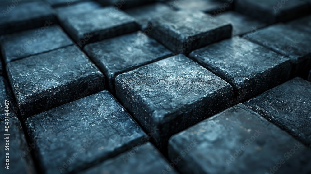 Poster this image shows a close-up of dark stone tiles with intricate textures that offer a sense of depth 