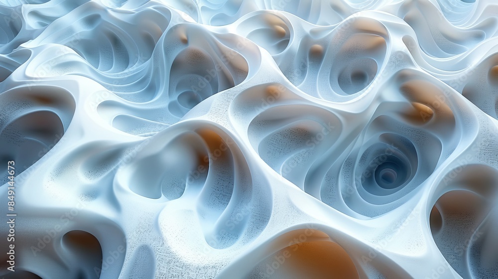 Aufkleber a computer-generated image showing abstract blue and white organic shapes forming a flowy, wave-like