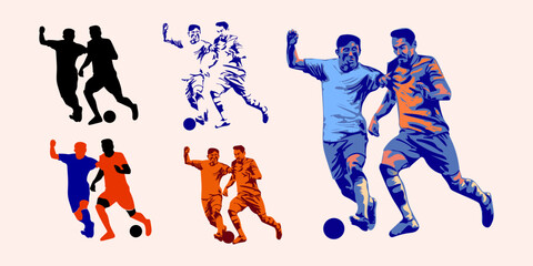 Football, Soccer player icon silhouette vector illustration. Sport game player character isolated on white background.