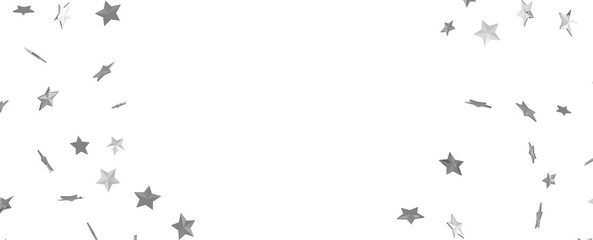 Silver stars confetti rain festive holiday background. background silver paper foil stars