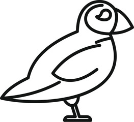Minimalist line drawing of an atlantic puffin bird standing in profile