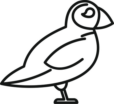 recommend clip art: Minimalist line drawing of an atlantic puffin bird standing in profile