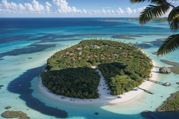 Fototapeta premium Radiant tropical island with clear waters and space for captions