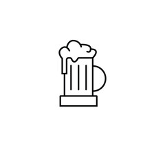 Vintage craft beer icons with pint and stein glass, hop, and barrel isolated on white background. Vector illustration