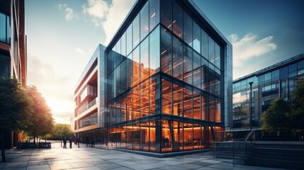 Obraz premium Modern multi-storey office building on the street 