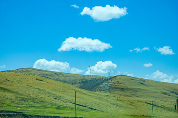 Aba, Sichuan Province - mountains and grasslands under the blue sky