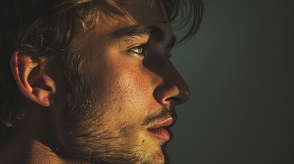 Profile of a charming 25 year old man