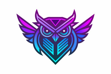 Obraz premium Logo Design with Neon Owl Vector.tattoo, vector, symbol, wings, illustration, wing, design, eagle, art, tribal, bird, emblem, vintage, 