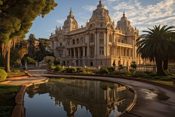 Obraz premium Legislative Palace, Montevideo Neoclassical Grandeur Under Serene Skies., generative IA