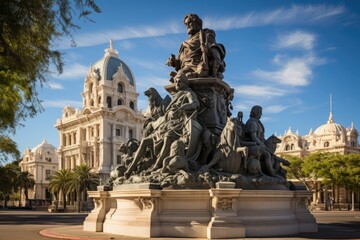 Intendance Square in Montevideo with Statue of Artigas., generative IA