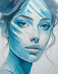 Fototapeta premium Painted portrait of a beautiful woman