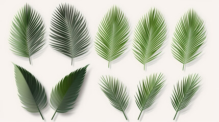 Realistic transparent shadow from a leaf of a palm tree on the white background. Tropical leaves shadow. Mockup with palm leaves shadow.