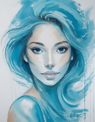 Painted portrait of a beautiful woman