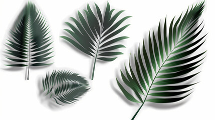 Realistic transparent shadow from a leaf of a palm tree on the white background. Tropical leaves shadow. Mockup with palm leaves shadow.