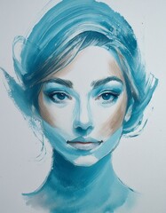 Painted portrait of a beautiful woman