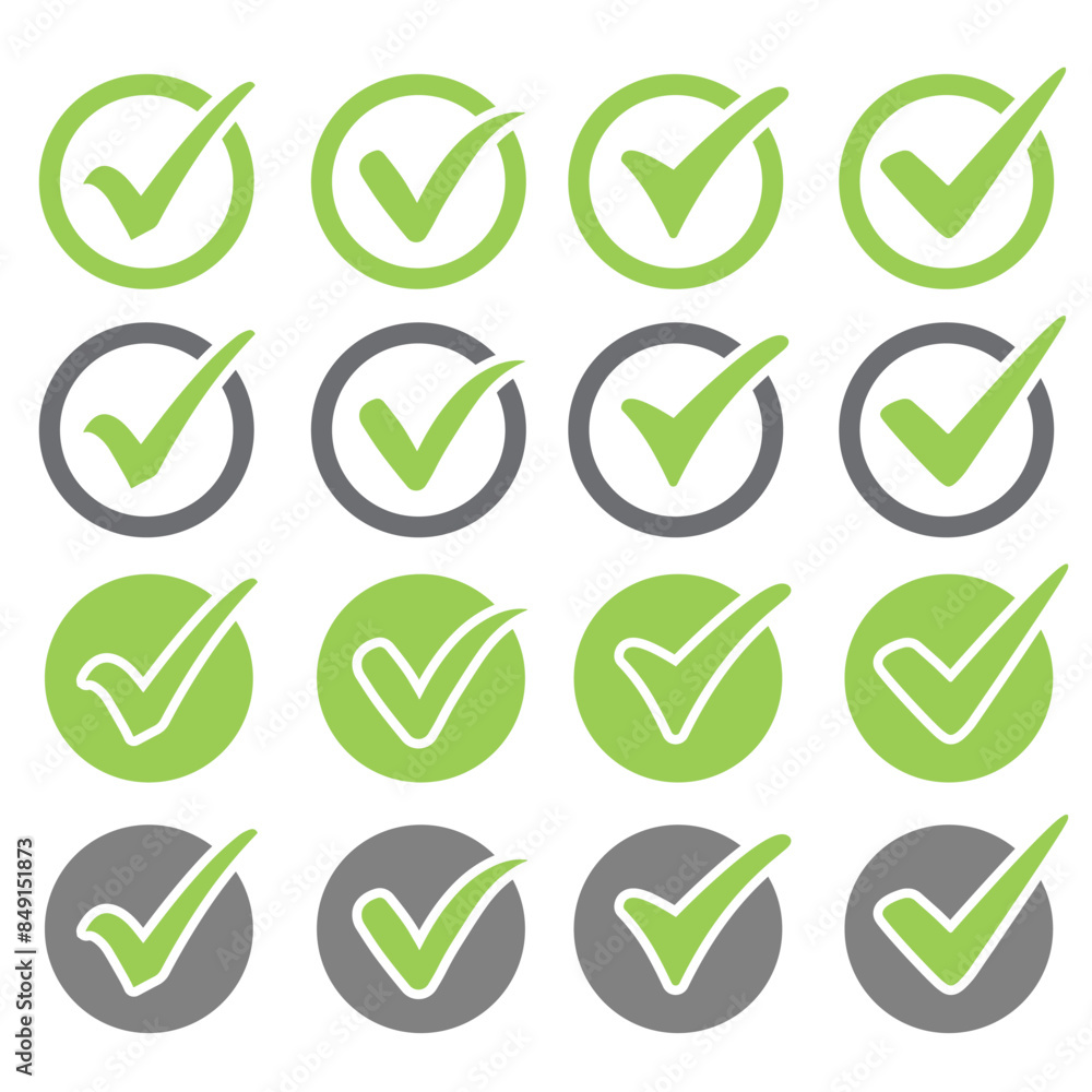 Poster green check marks in different variants.