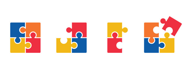 Puzzle icon Set, jigsaw puzzle icon vector collection isolated on white background