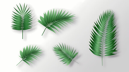 Realistic transparent shadow from a leaf of a palm tree on the white background. Tropical leaves shadow. Mockup with palm leaves shadow.