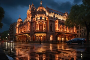 Obraz premium Colón theater at night, Buenos Aires beauty and magic., generative IA