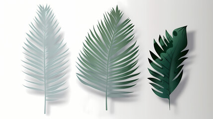Fototapeta premium Realistic transparent shadow from a leaf of a palm tree on the white background. Tropical leaves shadow. Mockup with palm leaves shadow.