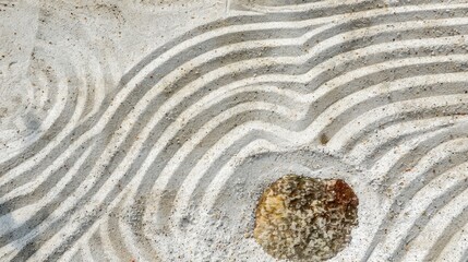 Abstract textured cross hatch pattern in Japanese Zen garden s white sand