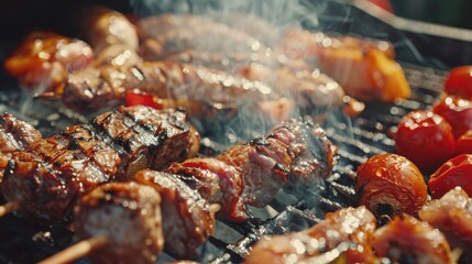 Barbecue Party with Grilled and Smoky BBQ Delights Close up Shot
