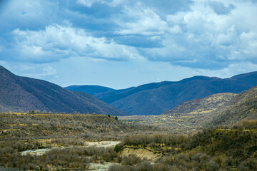 Aba, Sichuan Province - mountains and grasslands under the blue sky