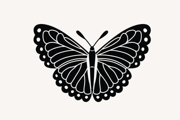 Butterfly vector illustration. Black and white, monochrome moth