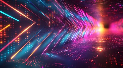 Fototapeta premium Neon Lights Tunnel Abstract
