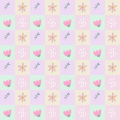 Floral mosaic seamless pattern with colorful pastel 